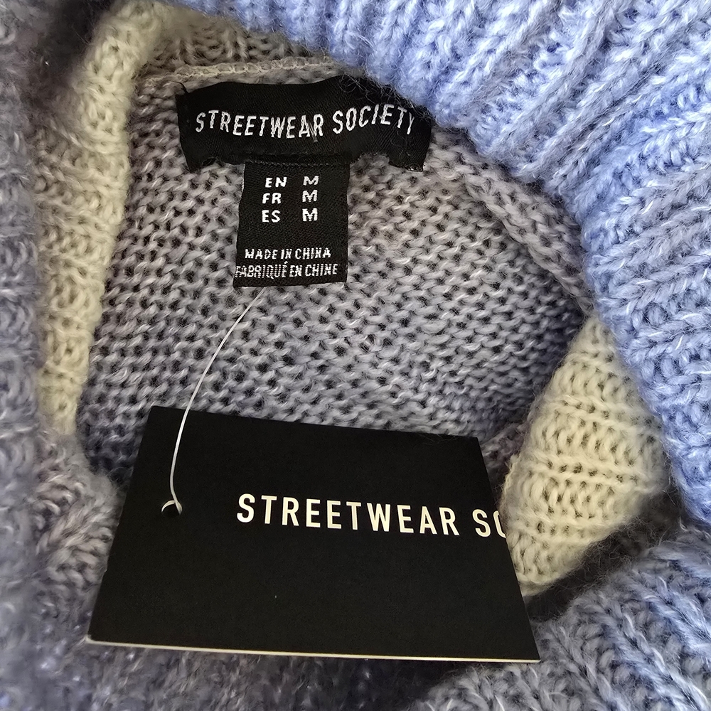 Streetwear Society Blue Ombre Cropped Turtleneck Sweater M - Picture 7 of 7